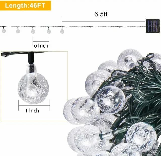 Decorative Solar Light, LED, Outdoor Led Crystal Ball String Light
